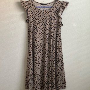 Dalmatian Print Ruffle Trim Dress with Pockets